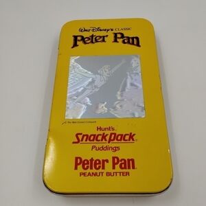 Peter Pan Walt Disney Collectible Tin W/ Sticker PB Hunts Tinkerbell Vintage